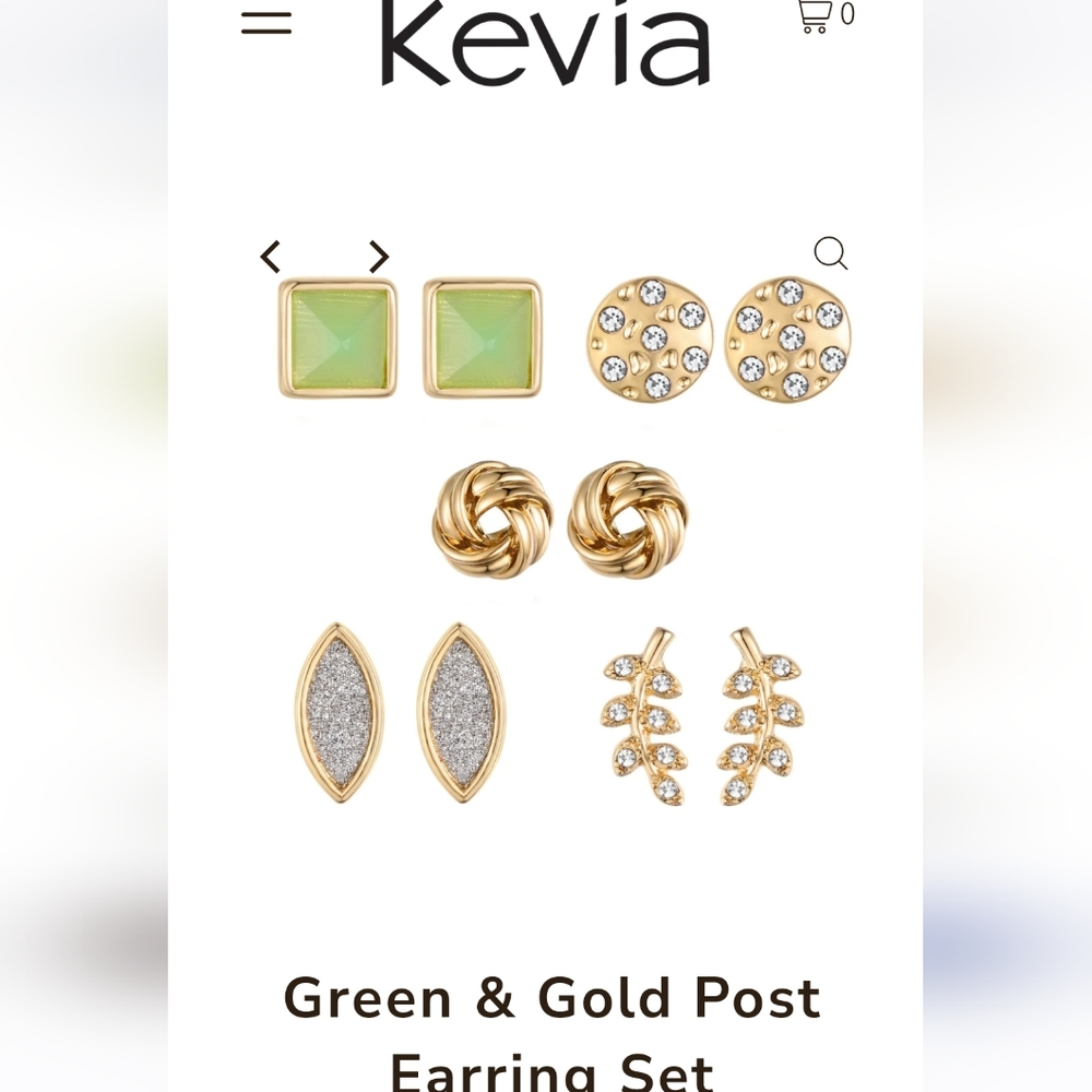 NWT Kevia Green and Gold Post Earrings